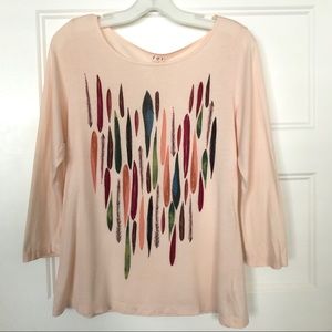 T La  Anthropologie Feather Illustration tee